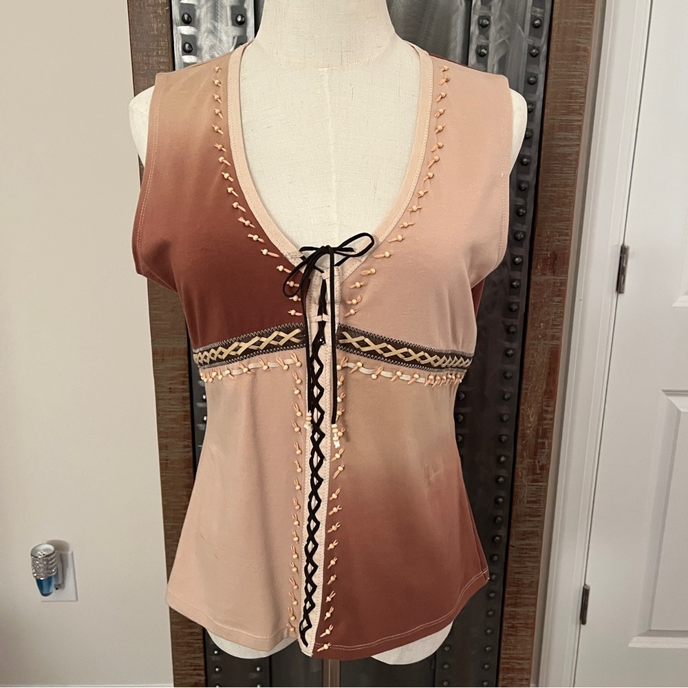 Rare Vintage Karen Millen Ombré Brown and Tan Tank Top - US size 10